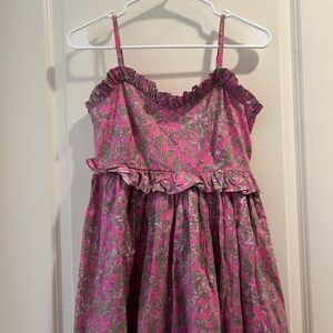 NWOT Entro Floral Jacquard Ruffle sweet heart Spaghetti Strap Mini Dress size M